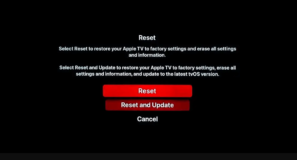 Select Reset or Reset and Update 