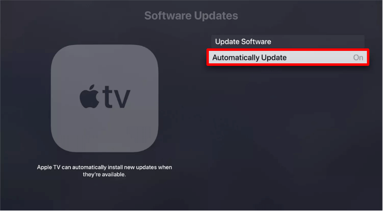 turn on Automatically Update - How to Update Apple TV