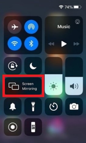 Select Screen mirroring option to AirPlay on Apple TV