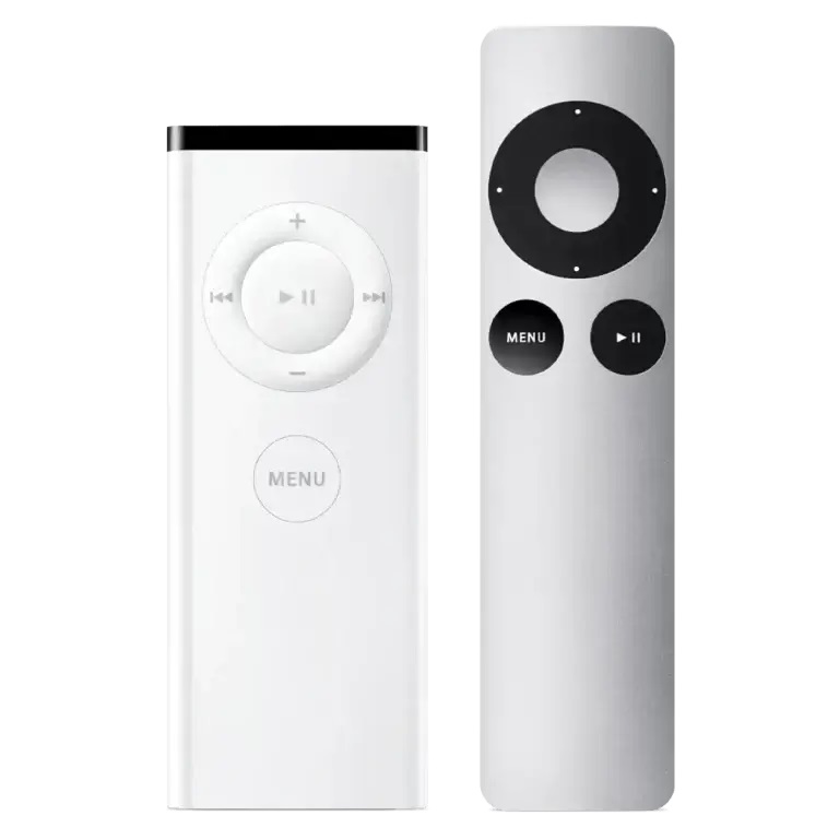 Reset white and aluminum Apple TV remote