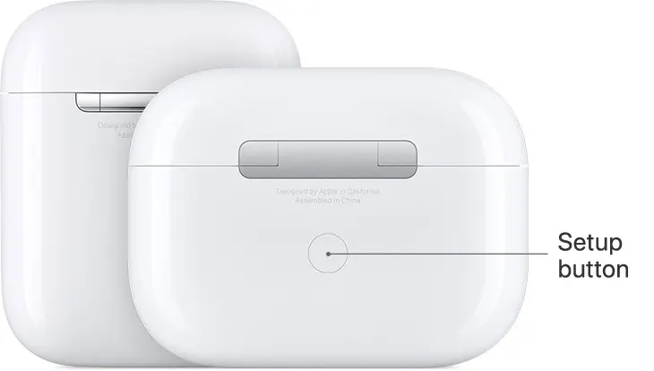 Press the Setup button on AirPods to connect it with Apple TV