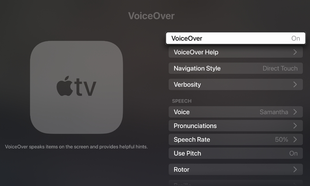 How to Turn off VoiceOver on Apple TV - Turn off VoiceOver