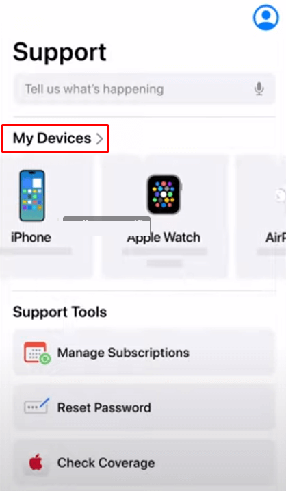 Tap on the My Devices option