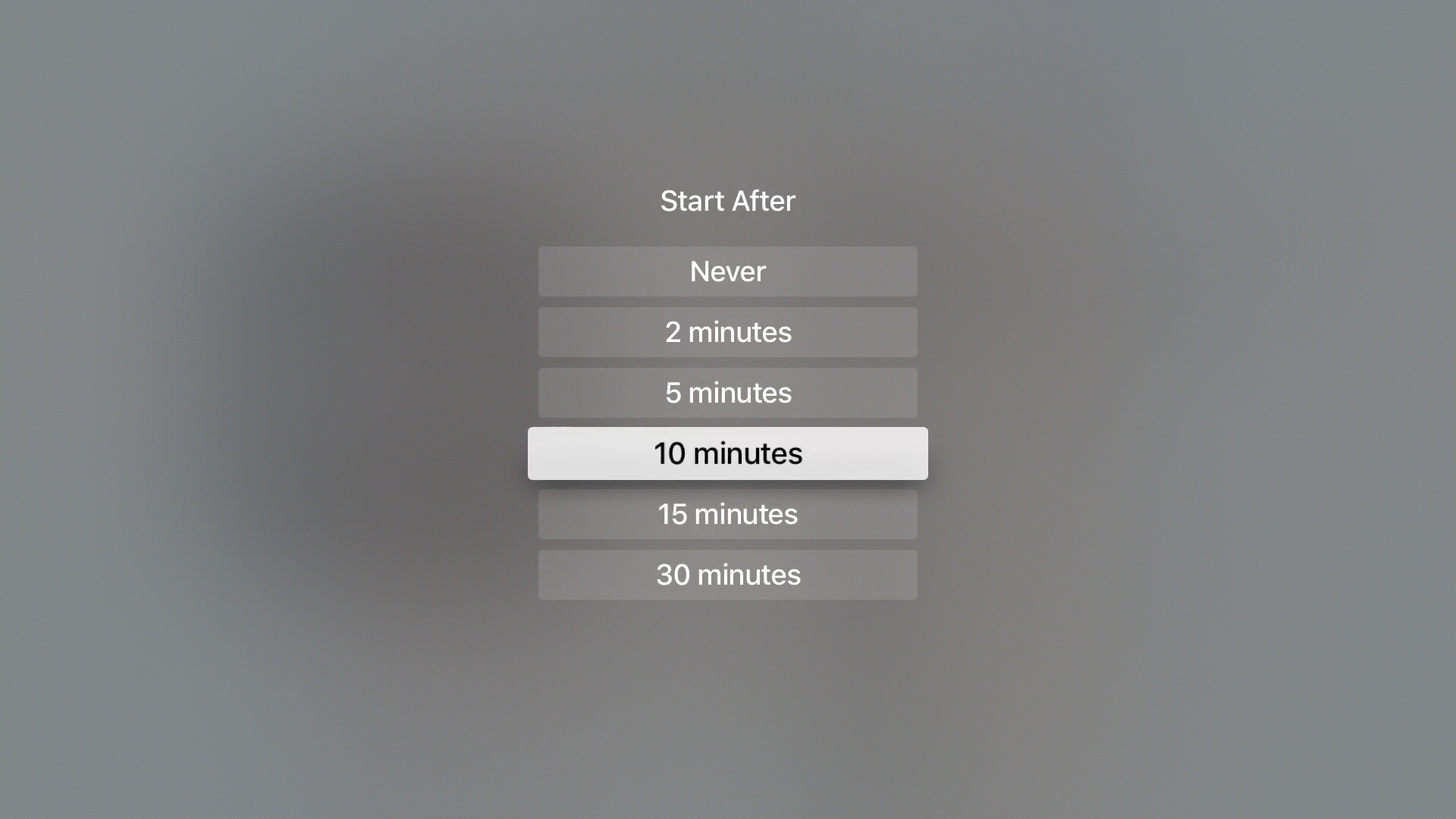 Apple TV Screensaver - Select Start After Time